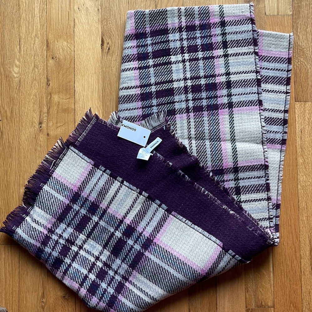 Purple Plaid Blanket Scarf